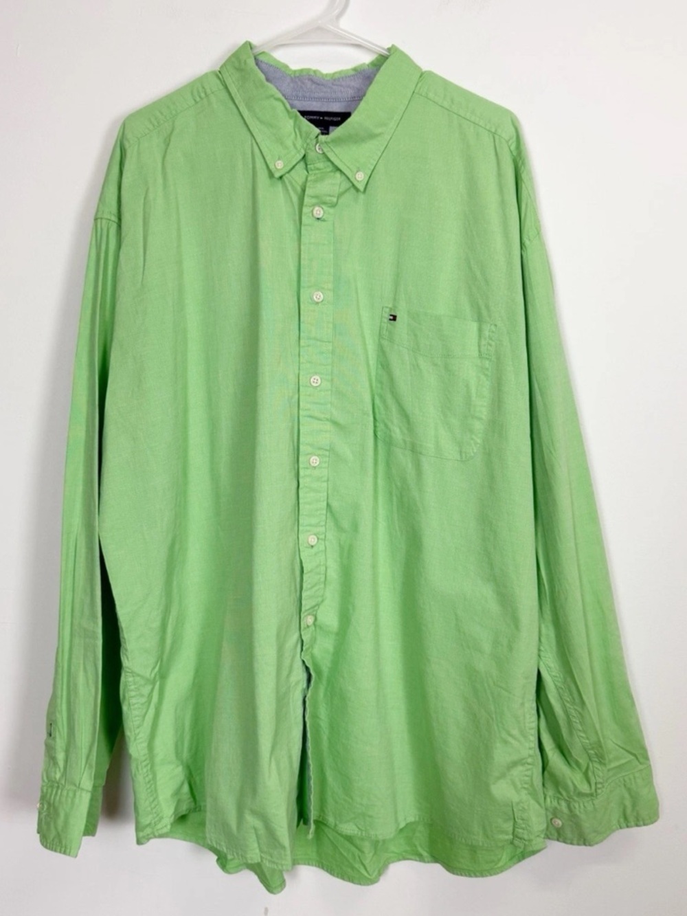 Tommy Hilfiger Mens Button Up Shirt 3XL XXXL Long Sleeve Green Classic Fit